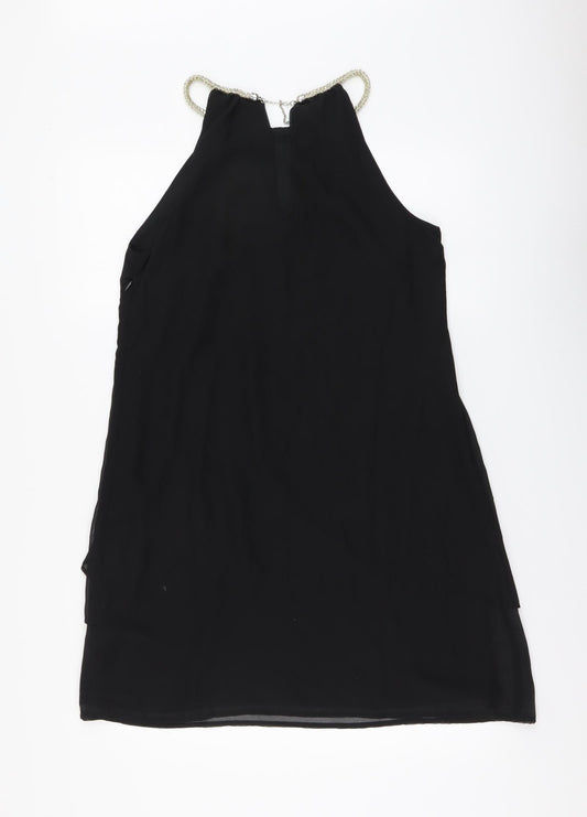 Body Flirt Womens Black Polyester A-Line Size 12 Halter Zip