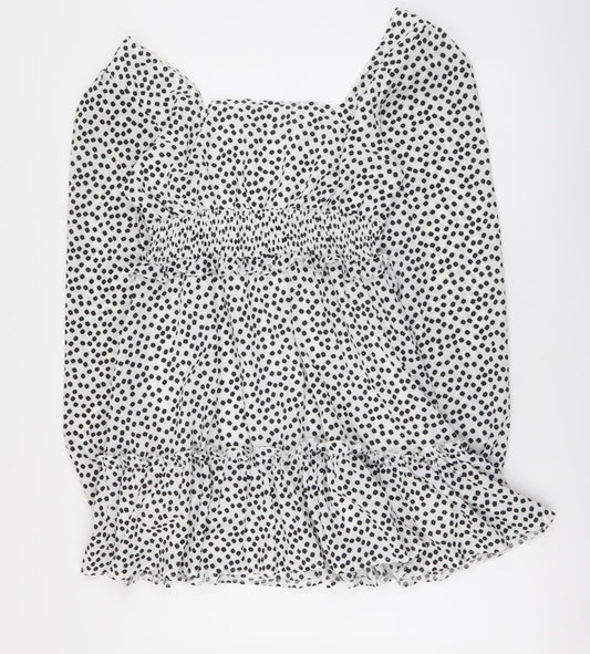 Missguided Womens White Geometric Polyester A-Line Size 12 Scoop Neck Pullover