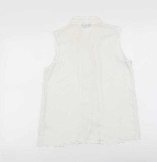 Womens UK Size 10 M&Co White Basic Button-Up