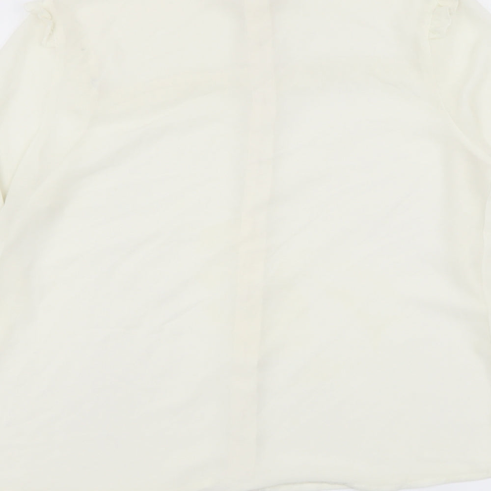 Glamorous Womens White Polyester Basic Button-Up Size 14 Mock Neck