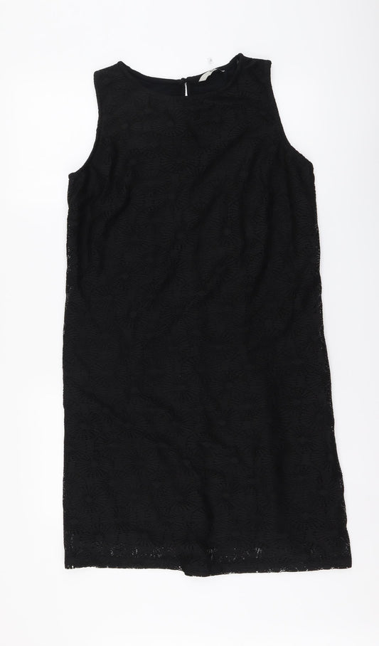 TU Womens Black Polyester A-Line Size 14 Round Neck Pullover
