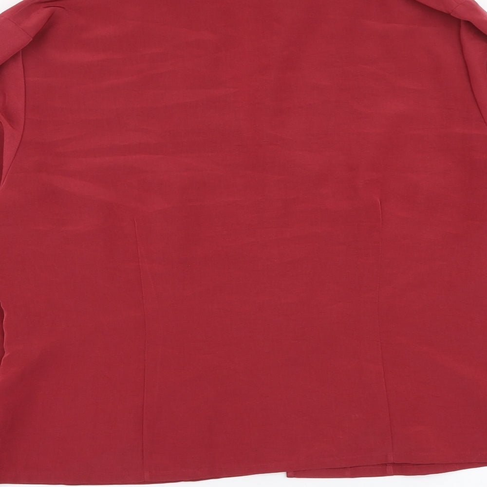 Minosa Womens Red Polyester Basic Button-Up Size 12 Collared