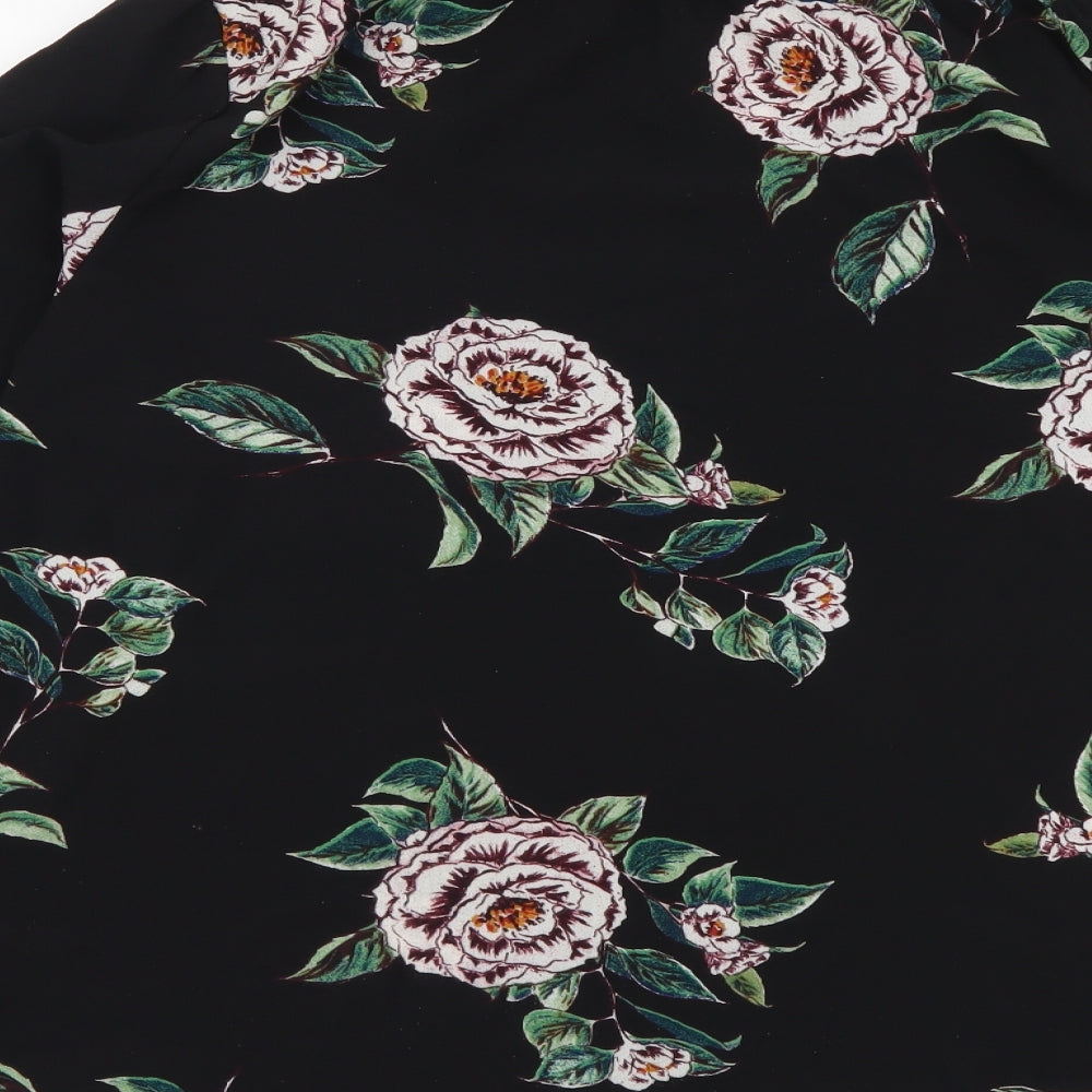 AX Paris Womens Black Floral Polyester Basic Blouse Size 8 Halter