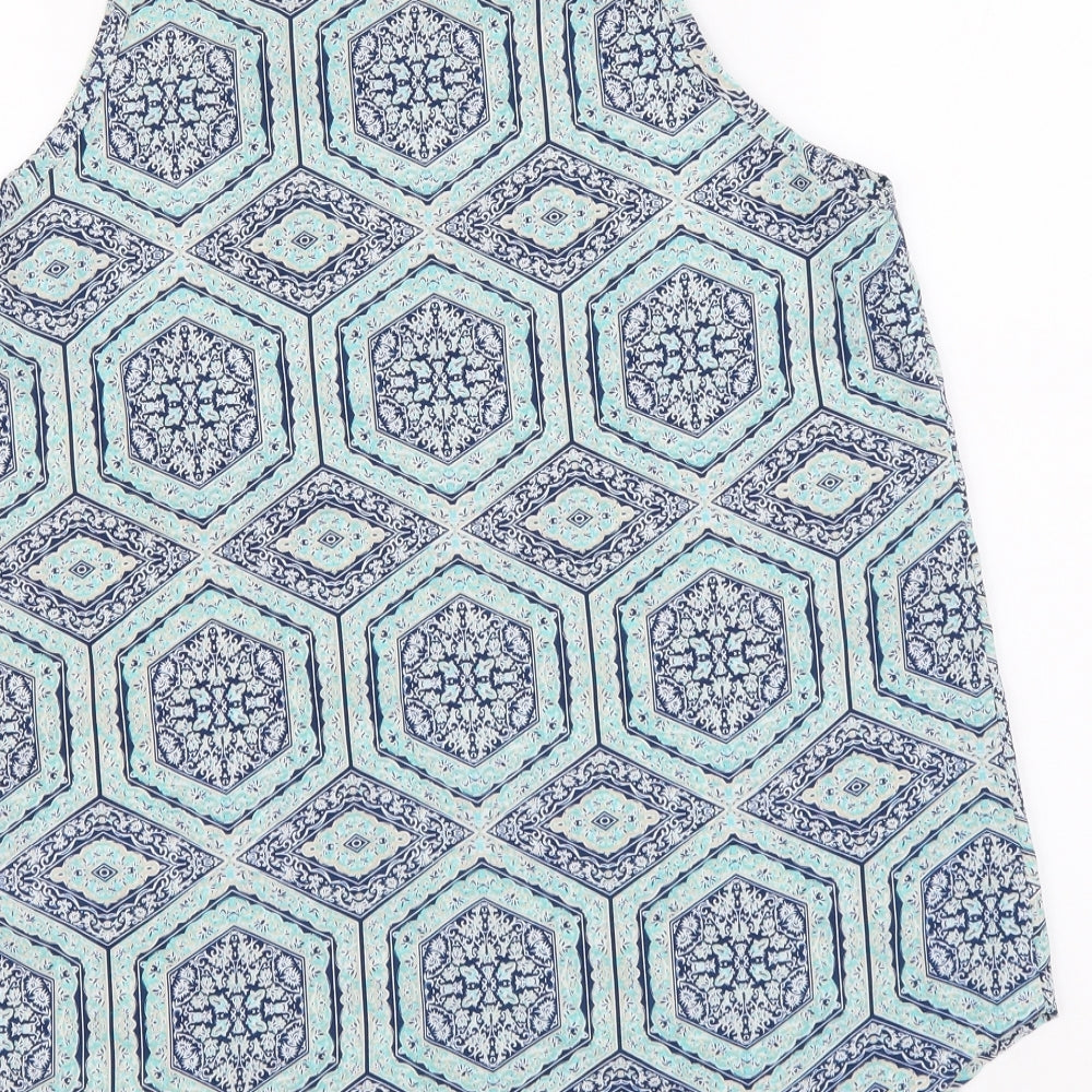 Womens UK Size 10 Apricot Blue Basic Blouse