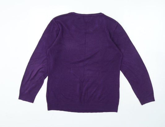 Womens UK Size L Simon Jeffrey Purple Pullover Jumper