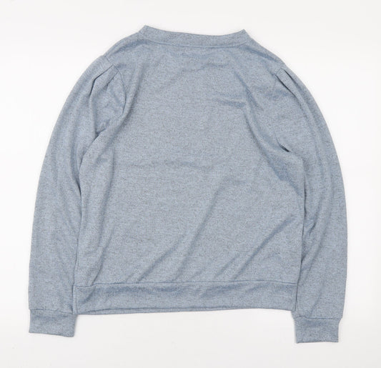 Nutmeg Womens Blue Round Neck Polyester Pullover Jumper Size 12 - Pleated sleeve