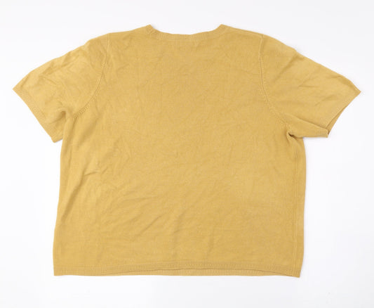 Womens UK Size 18 Classic Yellow Basic T-Shirt