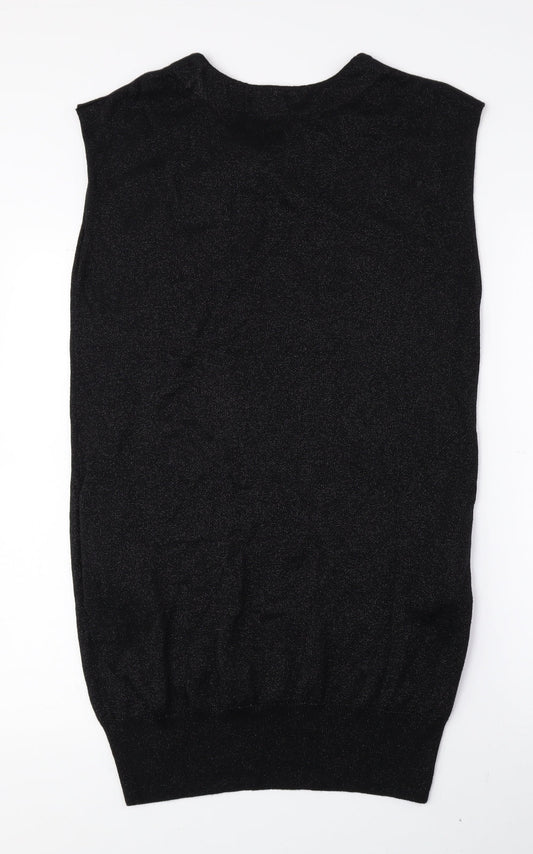 Per Una Womens Black Viscose Jumper Dress Size 10 Crew Neck Pullover