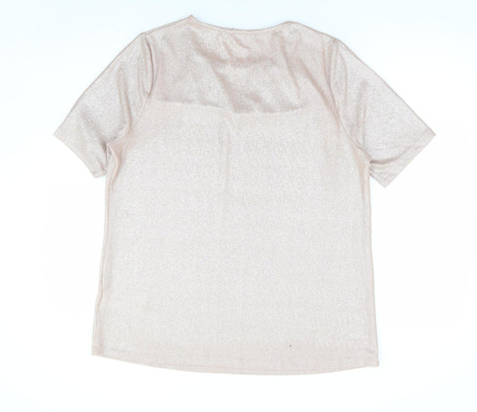 Julipa Womens Gold Polyamide Basic Blouse Size 16 Round Neck