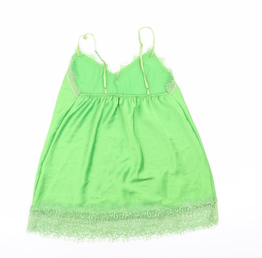Made in Italy Womens Green Polyester Camisole Tank Size S V-Neck - Lace Trim