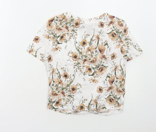 Womens UK Size XS H&M White Cropped T-Shirt