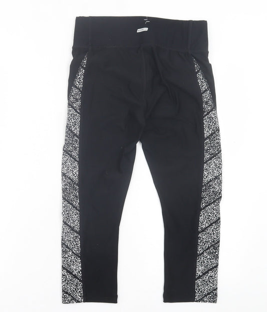 Womens UK Size S Athletic Works Regular Fit Cropped Black Leggings