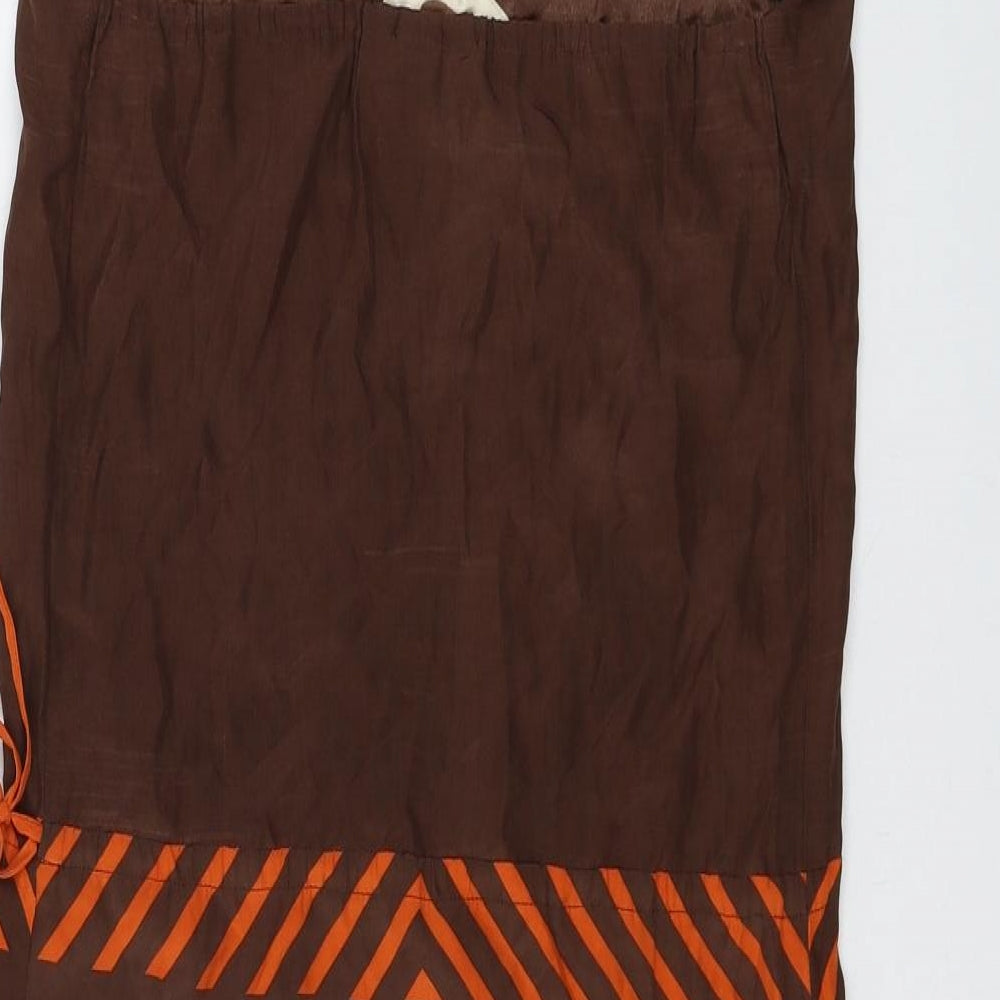 H&M Womens Brown Geometric Polyester Shift Size 10 Round Neck Tie