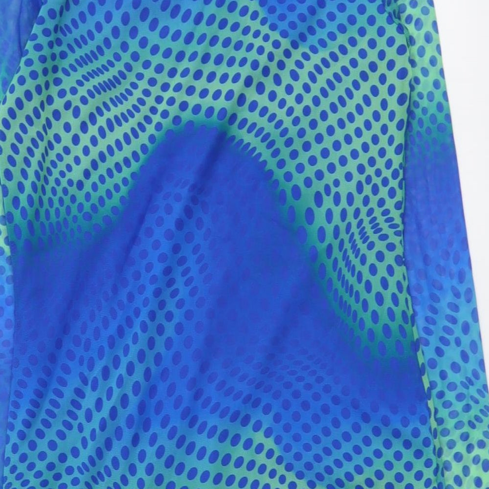 Primark Womens Blue Geometric Polyester Bodycon Size 12 Round Neck Pullover