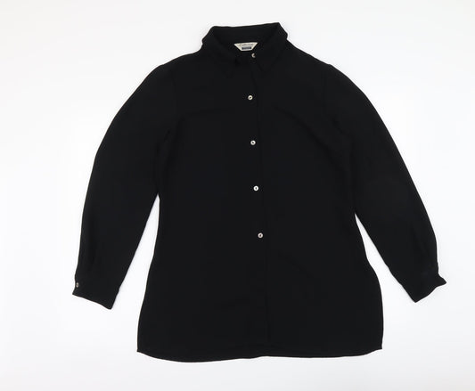 Womens UK Size 12 Debenhams Black Basic Button-Up