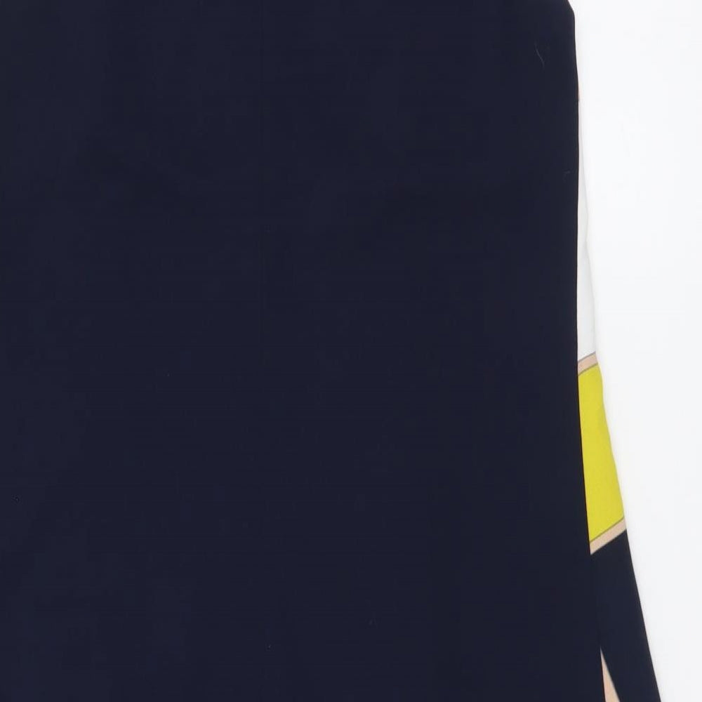 Oasis Womens Multicoloured Geometric Polyester A-Line Size 8 Round Neck Zip