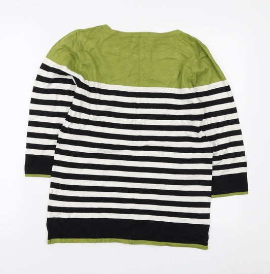 Autonomy Womens Multicoloured Square Neck Striped Viscose Pullover Jumper Size 14