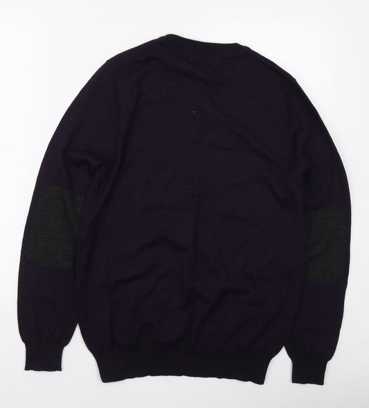 River Island Mens Purple Round Neck Acrylic Pullover Jumper Size M