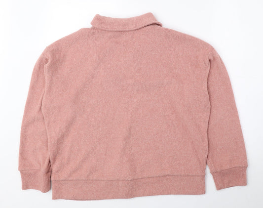Nutmeg Womens Pink Collared Polyester Pullover Jumper Size 12