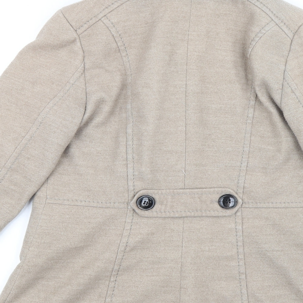 H&M Womens Beige Jacket Coat Size 34 Button