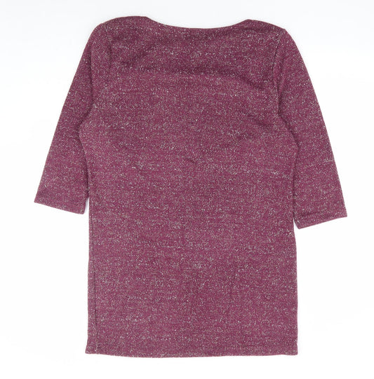 Originals Womens Purple Acrylic Tunic T-Shirt Size M Cowl Neck