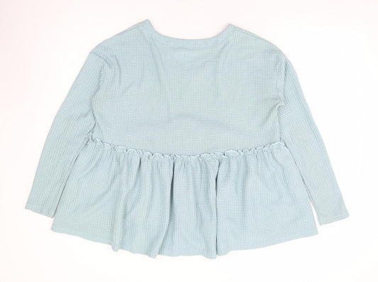 SheIn Womens Blue Polyester Basic Blouse Size M V-Neck - Smock