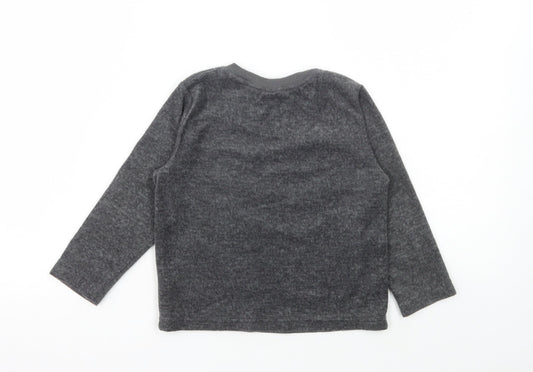 Primark Boys Grey Solid Polyester Pyjama Top Size 2-3 Years Pullover - Star Wars