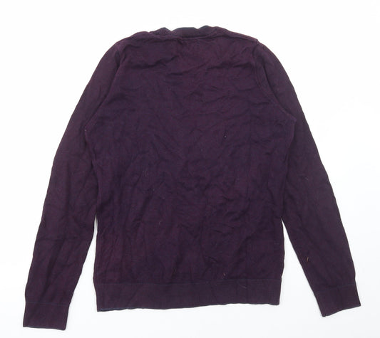 Marks and Spencer Mens Purple Round Neck Acrylic Pullover Jumper Size S