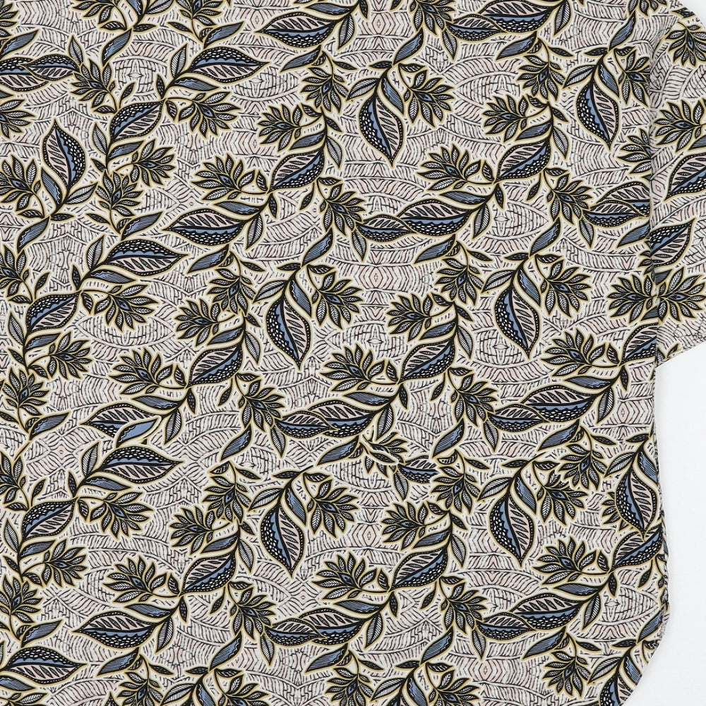 Primark Womens Multicoloured Floral Polyester Basic Blouse Size 14 V-Neck - Leaf Print