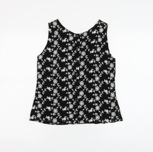 Womens UK Size 10 Kaliko Black Basic Blouse
