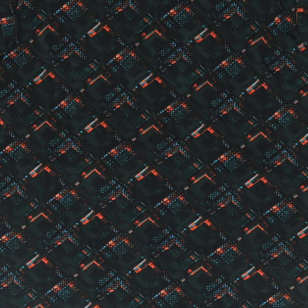 CC Womens Green Geometric Viscose Basic Blouse Size L Round Neck - Knot Front