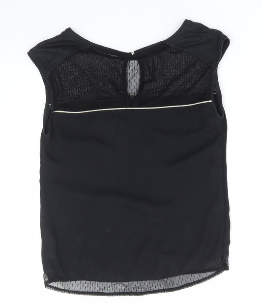 Bershka Womens Black Cotton Basic Tank Size S Boat Neck