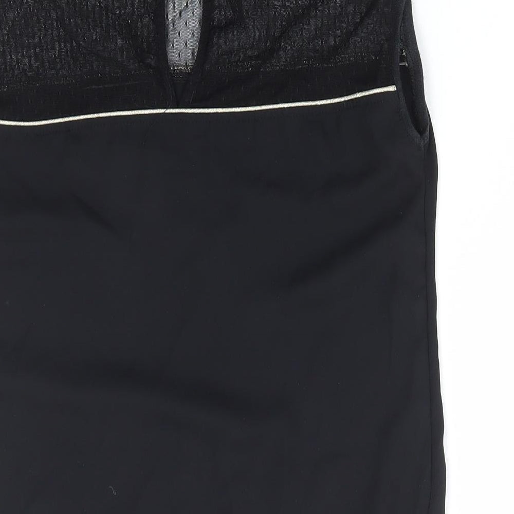 Bershka Womens Black Cotton Basic Tank Size S Boat Neck