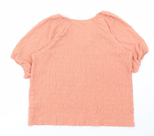 Matalan Womens Pink Polyester Basic Blouse Size 16 Scoop Neck - Seersucker