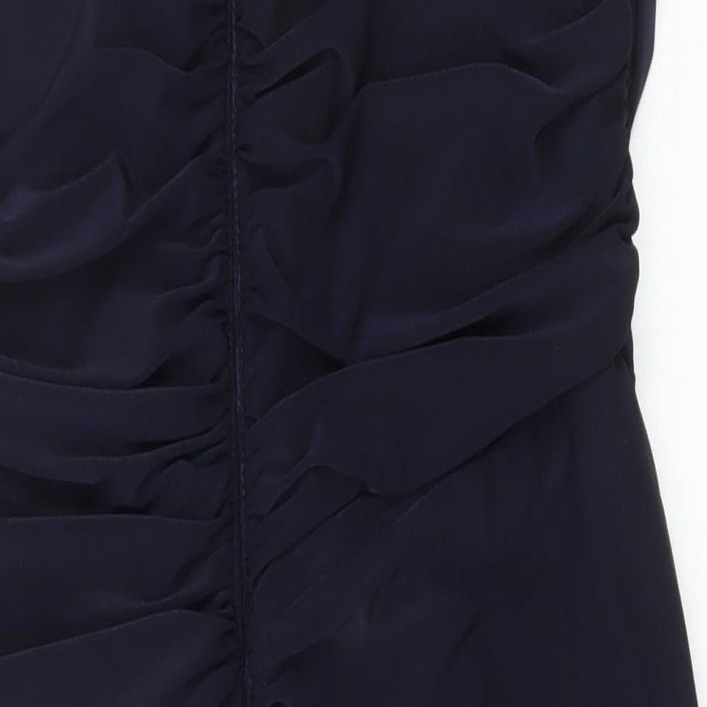 Betsy & Adam Womens Blue Polyester Bodycon Size 12 V-Neck Zip