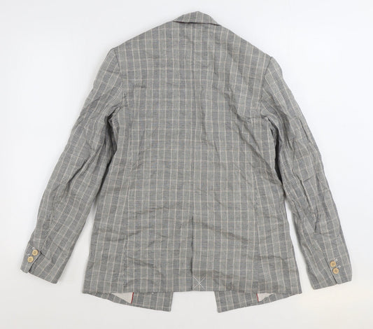 Mango Womens Grey Plaid Jacket Blazer Size S