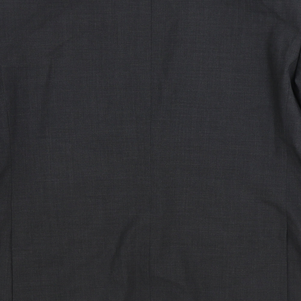 Brand and care label for Marks and Spencer women’s grey wool jacket suit jacket, size UK 46