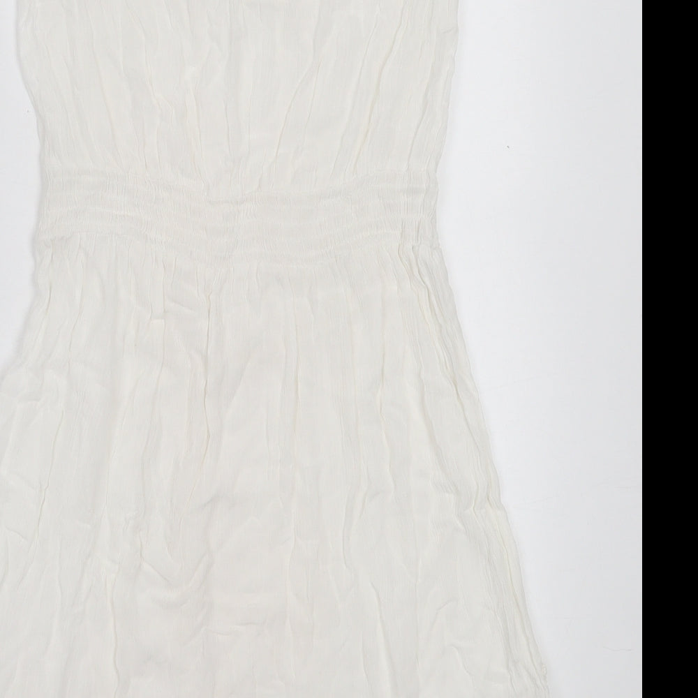 NEXT Womens White Viscose A-Line Size 8 Boat Neck Pullover