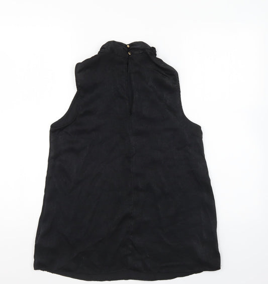 F&F Womens Black Polyester Basic Blouse Size 6 High Neck