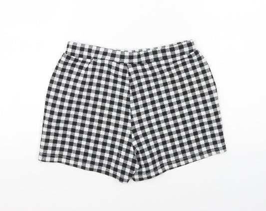 SheIn Womens Black Geometric Polyester Hot Pants Shorts Size S L5 in Regular Pull On