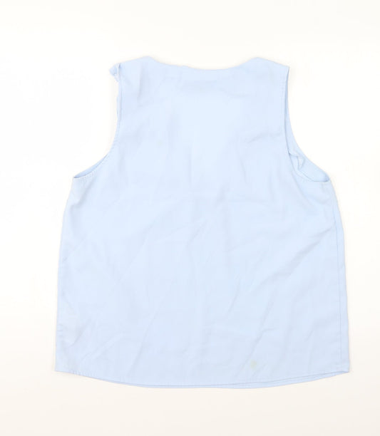 FOREVER 21 Womens Blue Polyester Basic Blouse Size L V-Neck