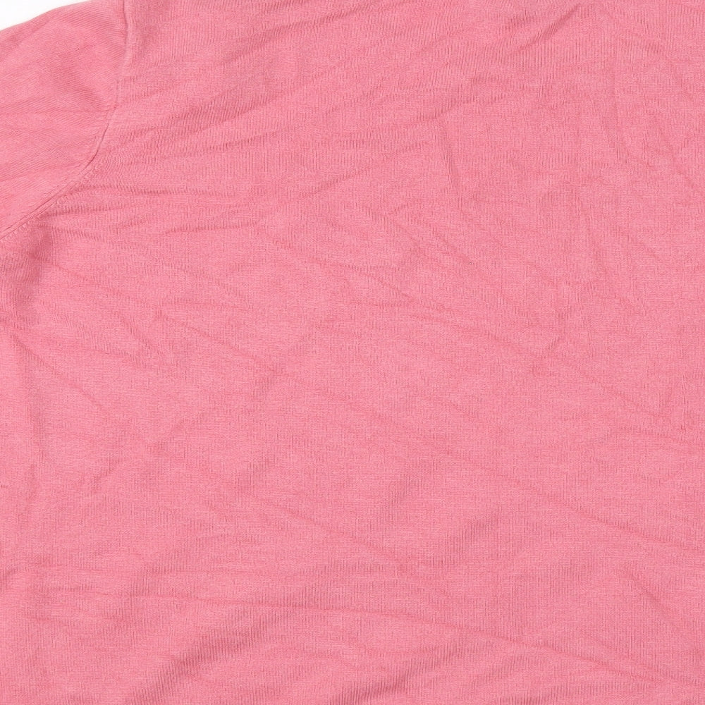 Love Knitwear Womens Pink Round Neck Geometric Viscose Pullover Jumper Size 14 - Hearts