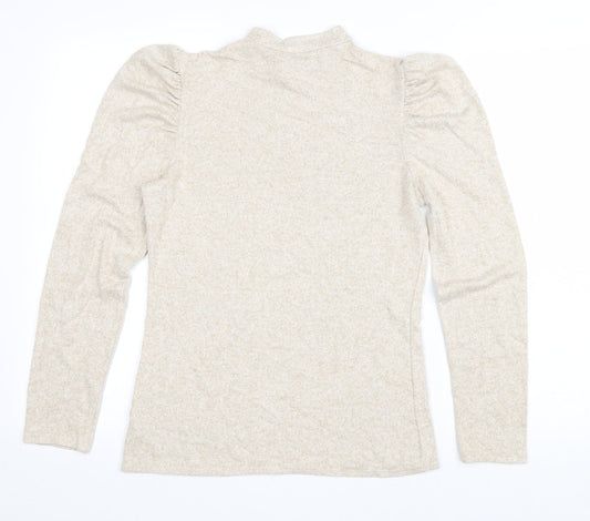 George Womens Beige Mock Neck Viscose Pullover Jumper Size M