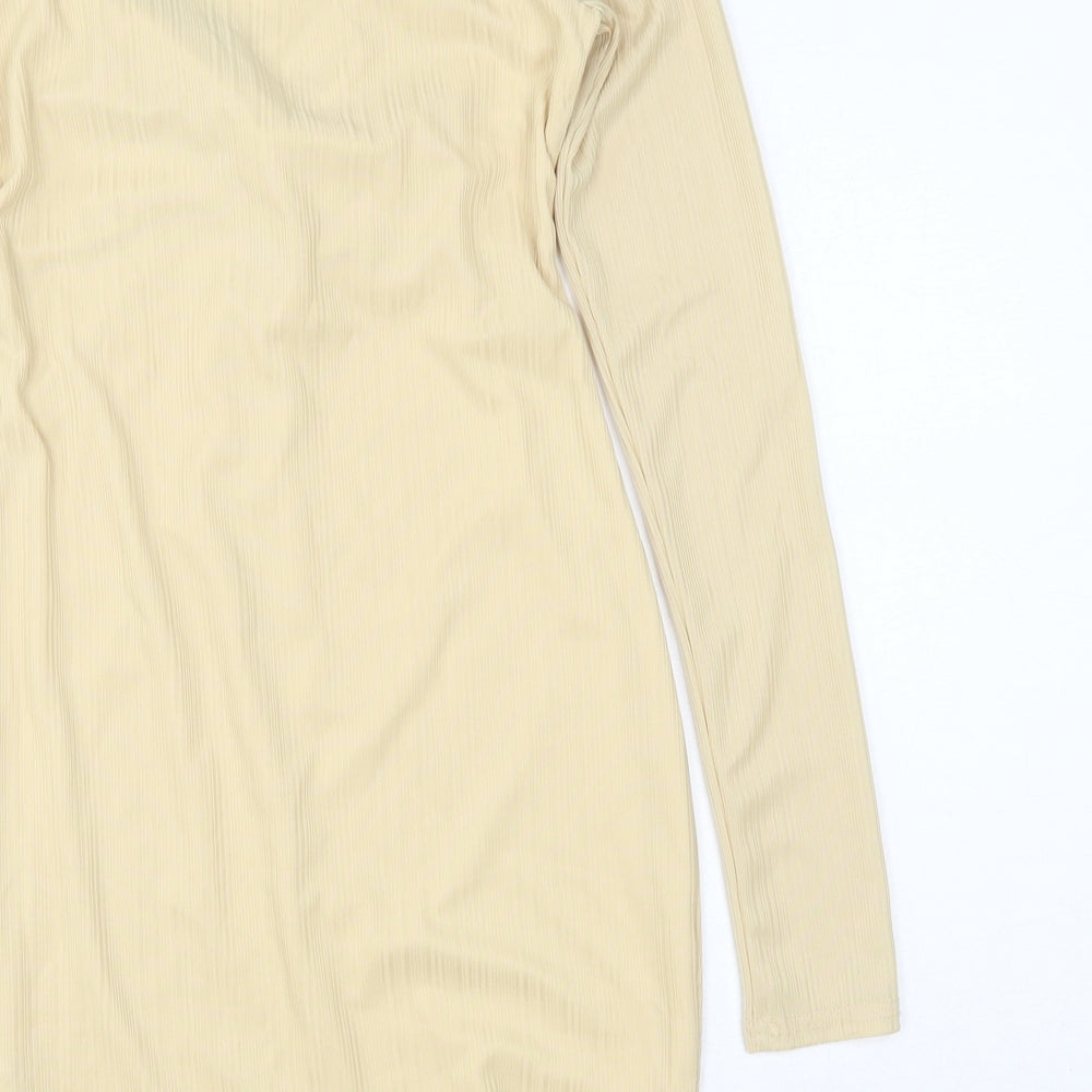 SheIn Womens Beige Polyester Bodycon Size XS Sweetheart Pullover