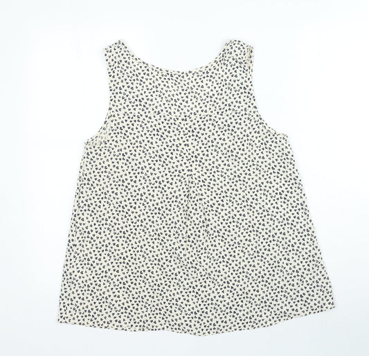 John Lewis Womens Beige Geometric Viscose Camisole Blouse Size 12 Round Neck - Heart Print