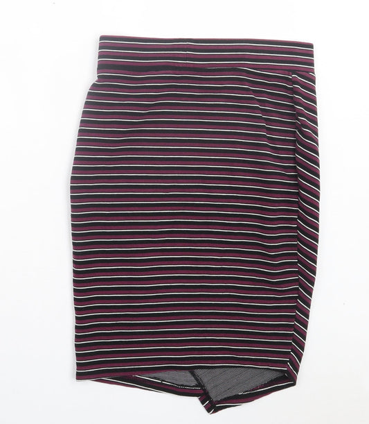 Atmosphere Womens Purple Striped Polyester Straight & Pencil Skirt Size 10