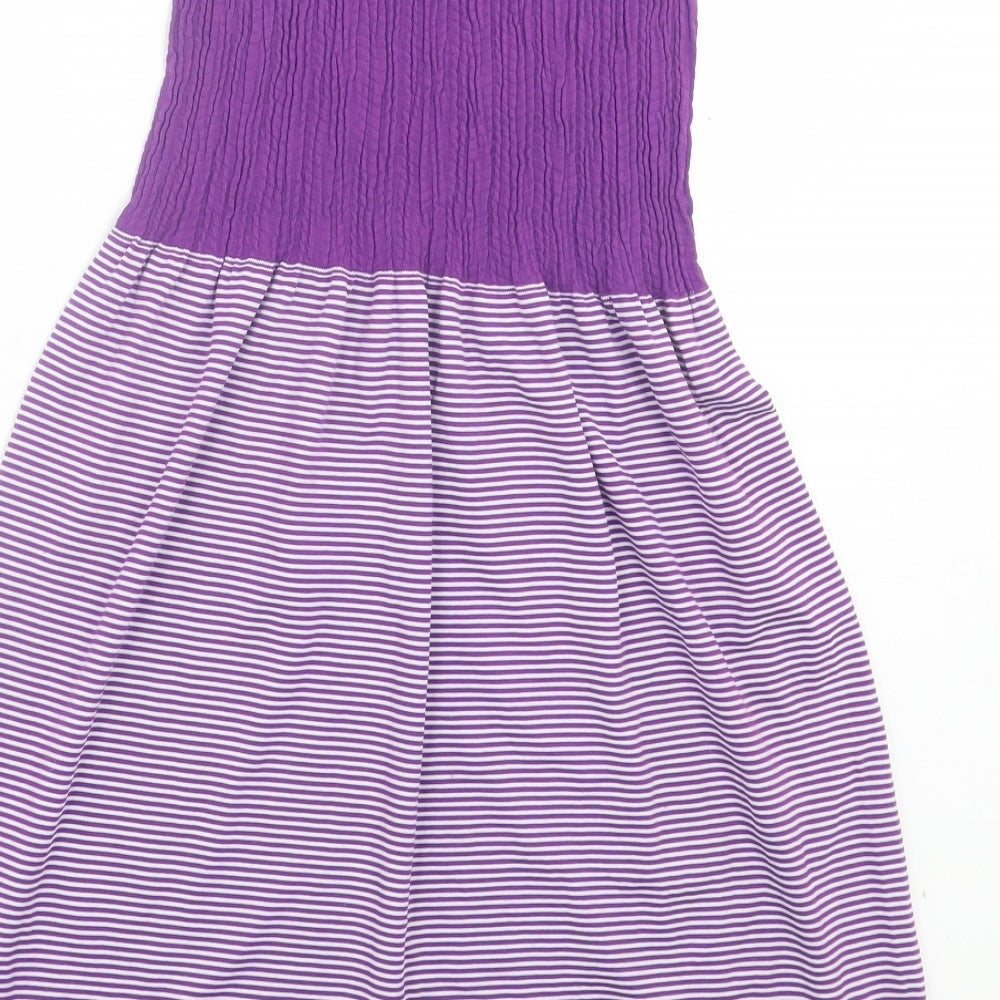 Ocean Club Womens Purple Striped Modal A-Line Size 16 Off the Shoulder Pullover - Bandeau