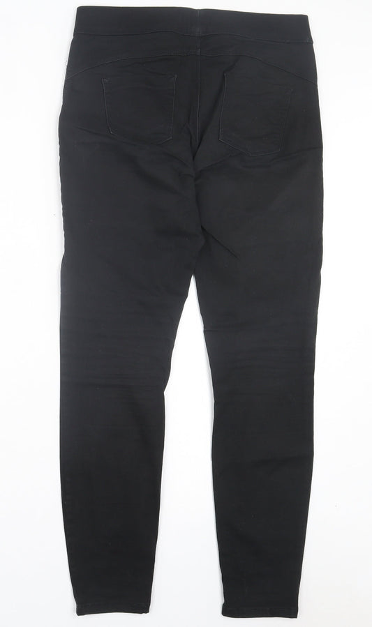 Denim & Co. Womens Black Cotton Jegging Trousers Size 12 L29 in Regular