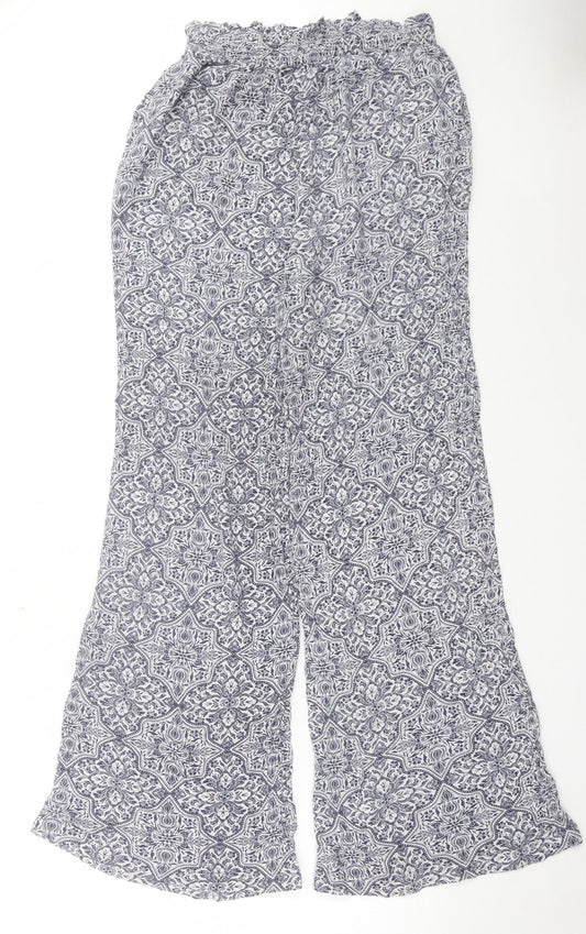 New Look Womens Blue Paisley Viscose Trousers L29 in Regular