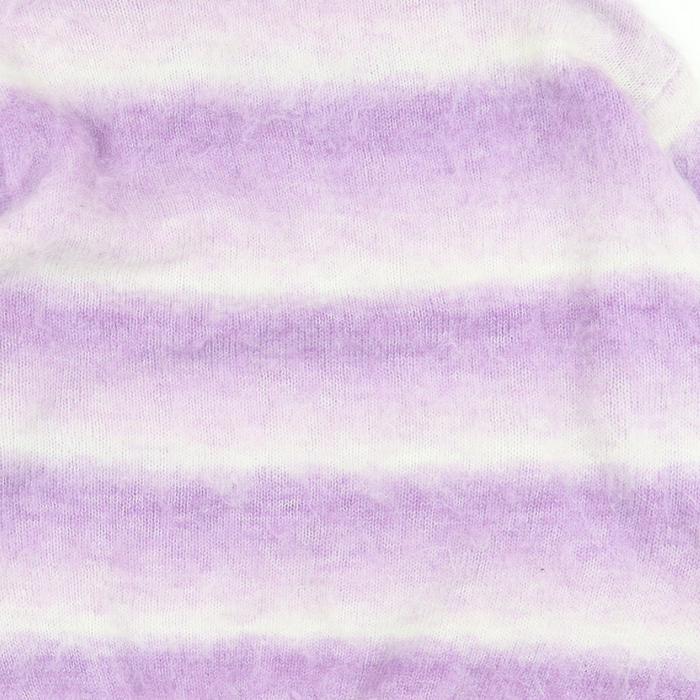 Atmosphere Womens Purple Roll Neck Striped Polyester Pullover Jumper Size M
